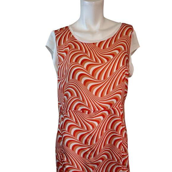 MSK Collection Orange Print Tunic Blouse with Raw Trim sz 44=XL - Picture 3 of 11